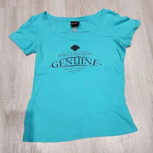 Harley-Davidson Women's Genuine Short Sleeve Graphic T-Shirt Teal Size Medium
